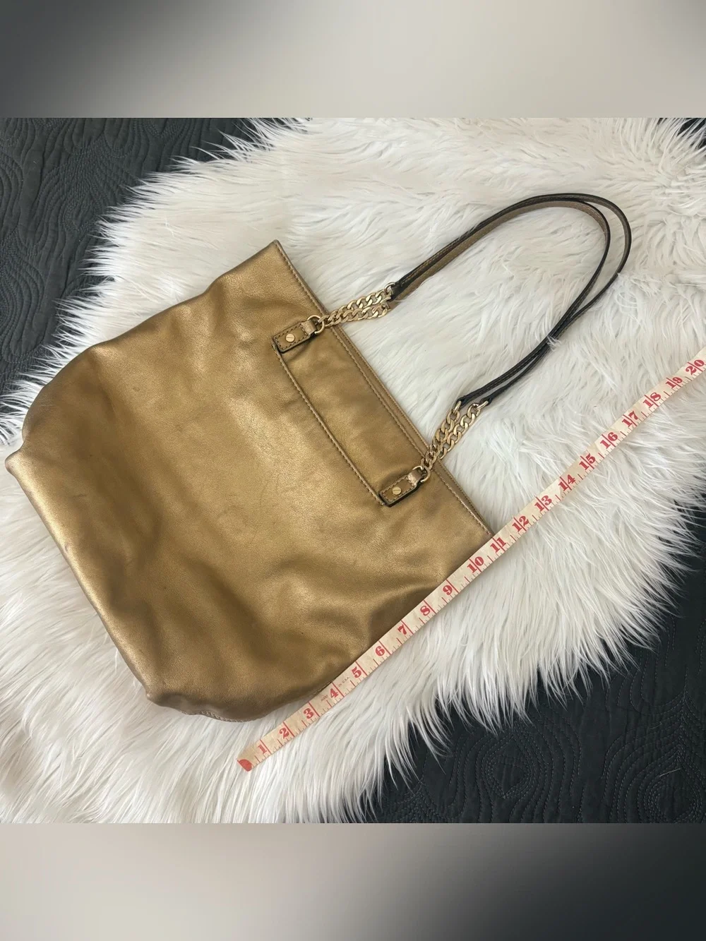 Michael Kors Dark Gold Metallic Tote Shoulder Bag - USED - for DIY?